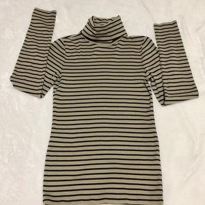 J. Crew Tops - J. Crew Mercantile striped turtleneck tan/black S J. Crew Tops - J. Crew Mercantile striped turtleneck tan/black S